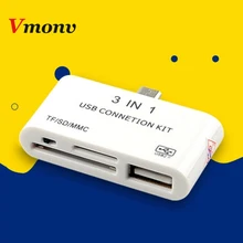 

3 In 1 USB OTG Card Reader Flash Drive High-speed USB 2.0 Universal Card TF/SD/MMC OTG Memory Card Reader Phone Extension Header