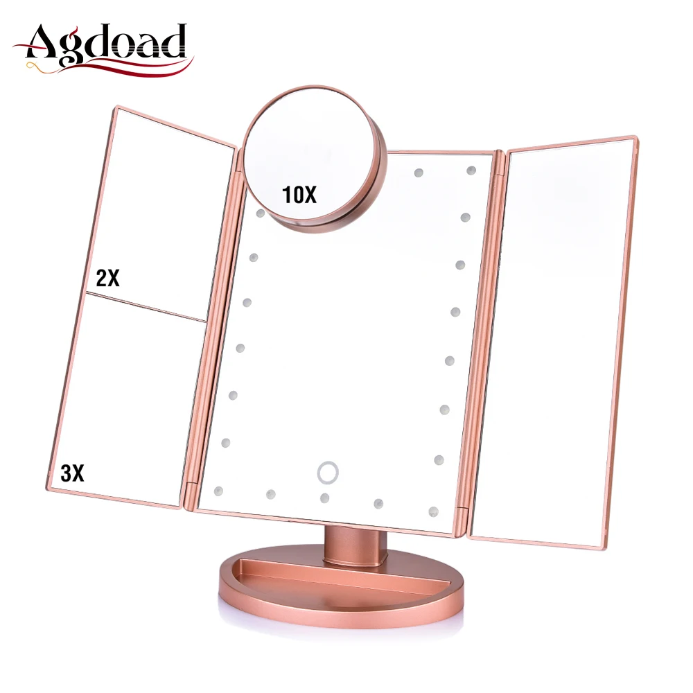Makeup Mirror 1x 2x 3x 10x Magnifying 22 Lights Touch Screen Desktop Folding Cosmetic Vanity Mirror with LED lights
Makeup Mirror 1x 2x 3x 10x Magnifying 22 Lights Touch Screen Desktop Folding Cosmetic Vanity Mirror with LED lights