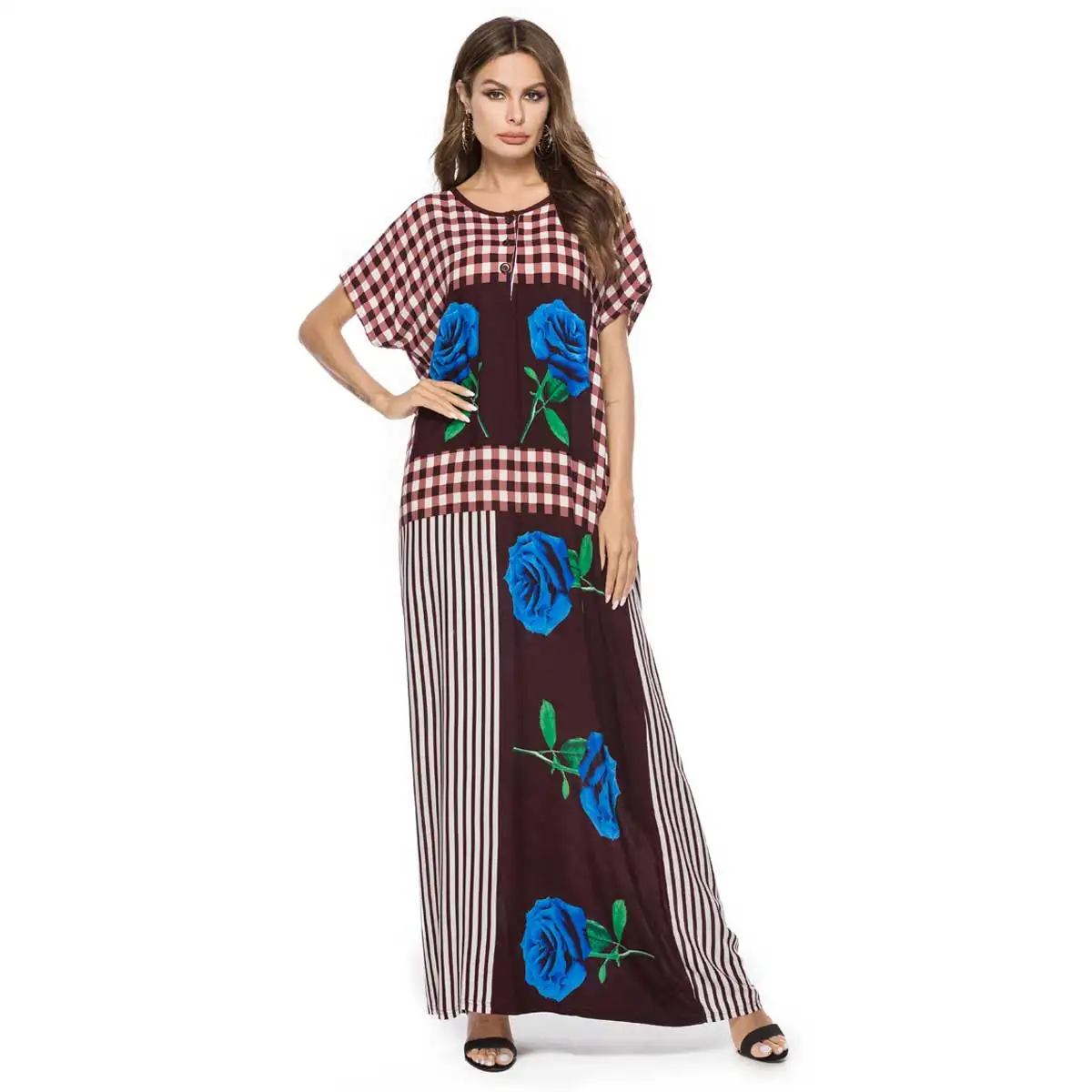 2019 Summer Bohemian Women Maxi Dress Plus Size Floral Printed Stripe Stitching Oversized Casual Loose Shirt Dress VKDR1581
2019 Summer Bohemian Women Maxi Dress Plus Size Floral Printed Stripe Stitching Oversized Casual Loose Shirt Dress VKDR1581