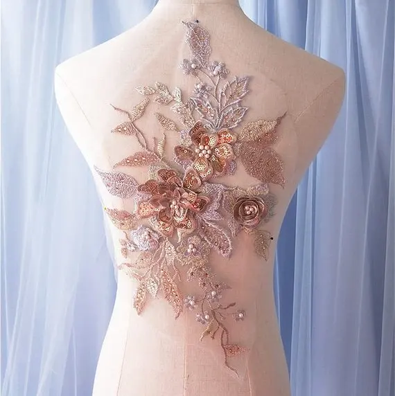 1 pieces Bronze Gold Bridal lace Applique,3D Floral Heavy Tulle Bead Applique with Pearls,Handmade Sequined Flower Bodice Weding
1 pieces Bronze Gold Bridal lace Applique,3D Floral Heavy Tulle Bead Applique with Pearls,Handmade Sequined Flower Bodice Weding