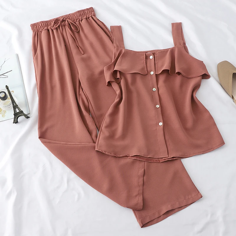 2019 New Women 2 Pcs Set Clothes Fashion Spaghetti Strap Crop Top And Casual Pants Two Piece Set Woman Summer Casual Suits
2019 New Women 2 Pcs Set Clothes Fashion Spaghetti Strap Crop Top And Casual Pants Two Piece Set Woman Summer Casual Suits