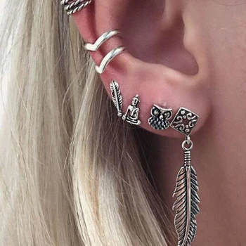 E0264 Vintage Earrings Set Punk Style Feather Owl Moon Sun Earrings For Women Hot Sale Fashion Jewelry Wholesale Gift Bohemian
E0264 Vintage Earrings Set Punk Style Feather Owl Moon Sun Earrings For Women Hot Sale Fashion Jewelry Wholesale Gift Bohemian