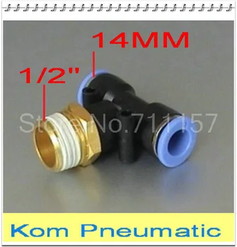 

10pcs/lot Free Shipping PB 14-04 Pneumatic 14mm Tube Push In 1/2" BSPT Air Valve Fitting Connector Male Tee 3 Way Pipe Joint