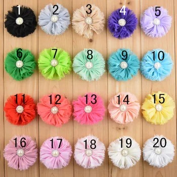 

MengNa Shabby Frayed Solid Ballerin Flower Chiffon Rosette Flowers For new girls Headbands Garment Clothes Accessories 50pcs/lot