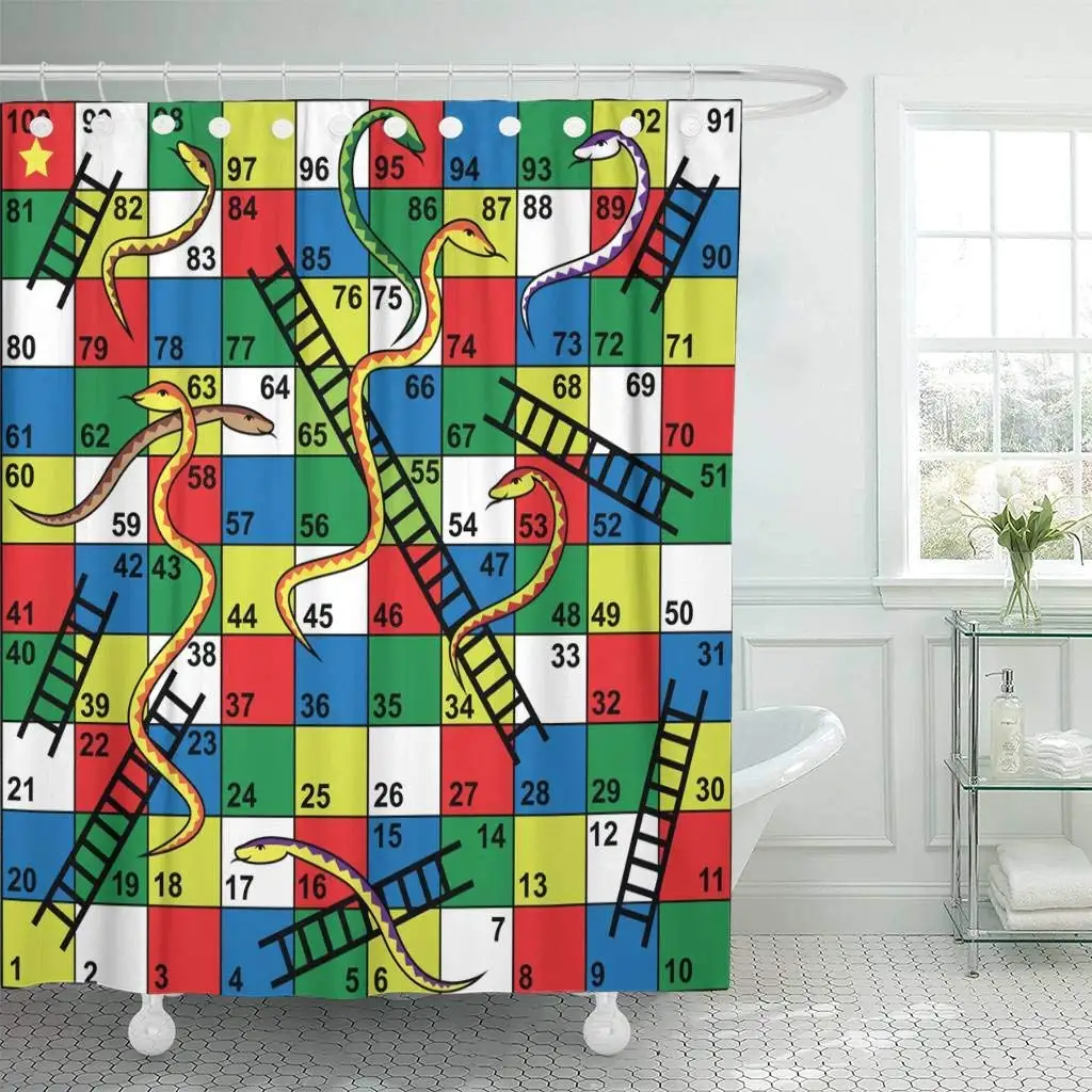Shower Curtain with Hooks Colorful Kid Snakes and Ladders Board Game Start Finish Puzzle Forward Number Backward Bathroom Decor
Shower Curtain with Hooks Colorful Kid Snakes and Ladders Board Game Start Finish Puzzle Forward Number Backward Bathroom Decor