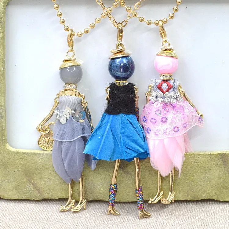 2015 Spring Hot Sale! Cute Lovely Feather Dress Doll Necklace Women Jewelry wholesaler retailer gifts jewelry accessories NS255
2015 Spring Hot Sale! Cute Lovely Feather Dress Doll Necklace Women Jewelry wholesaler retailer gifts jewelry accessories NS255