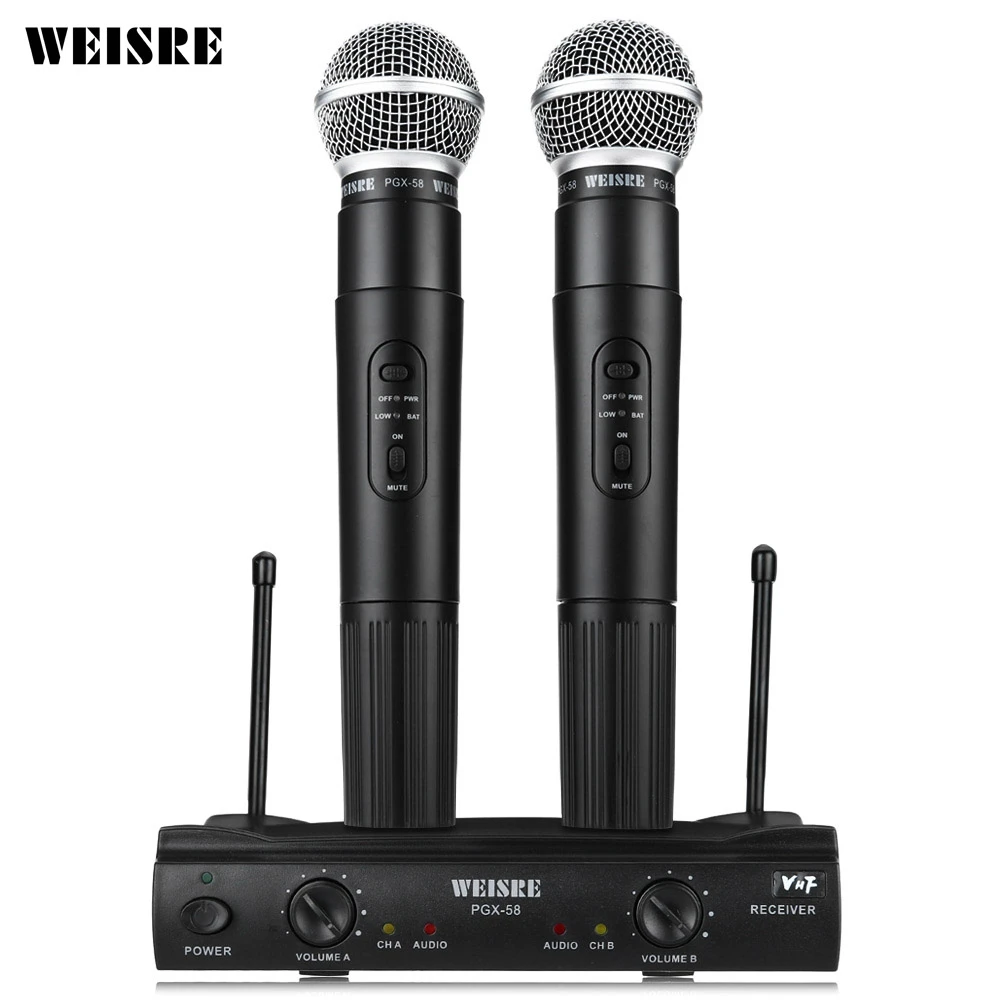 Genuine WEISRE PGX58 Omni-directional Wireless Microphone System Dual Handheld 2 x Mic Cordless Receiverfor Karaoke Party KTV
Genuine WEISRE PGX58 Omni-directional Wireless Microphone System Dual Handheld 2 x Mic Cordless Receiverfor Karaoke Party KTV