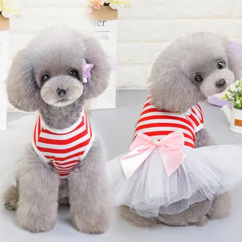 New Summer Bowknot Chihuahua Dog Dress Dog Pet Stripe Cotton T Shirt Wedding Dress Skirt Puppy Clothing Yorkie Plaid Pet Clothes
New Summer Bowknot Chihuahua Dog Dress Dog Pet Stripe Cotton T Shirt Wedding Dress Skirt Puppy Clothing Yorkie Plaid Pet Clothes