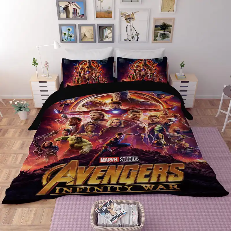 Cartoon Bedding Superhero Movie Duvet Cover Set Soft Quilt Blanket