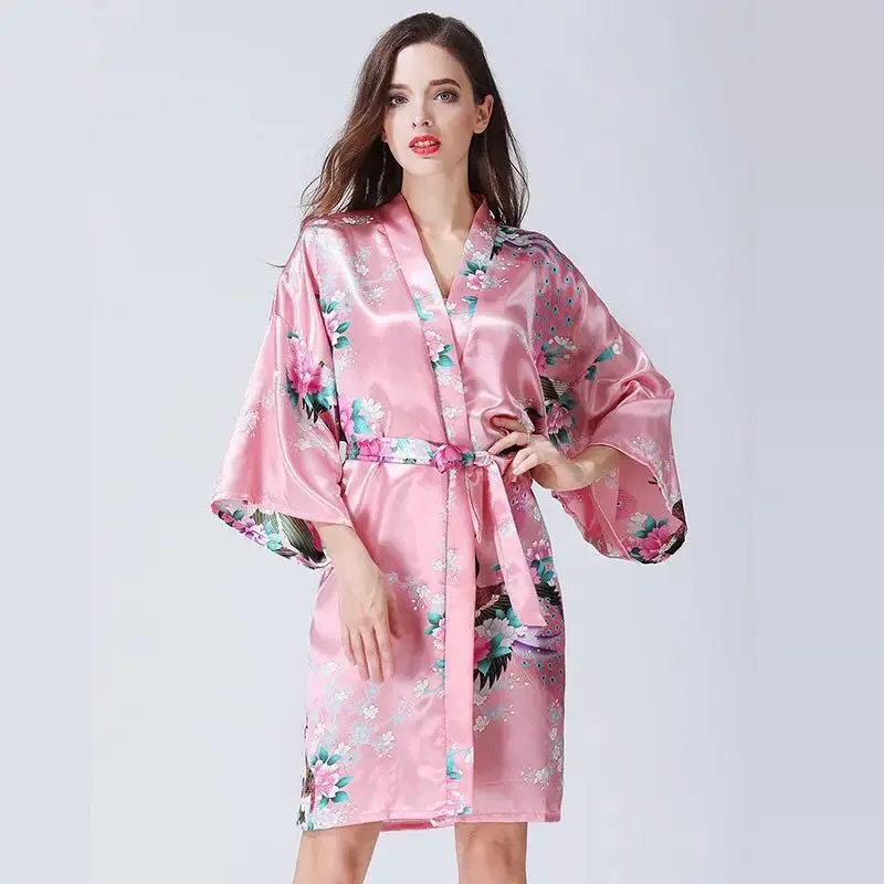 Factory Outlet Explosions Imitation Silk Pajamas for Women Japanese Cardigan and Robe Bathrobe European Style Nightgown
Factory Outlet Explosions Imitation Silk Pajamas for Women Japanese Cardigan and Robe Bathrobe European Style Nightgown