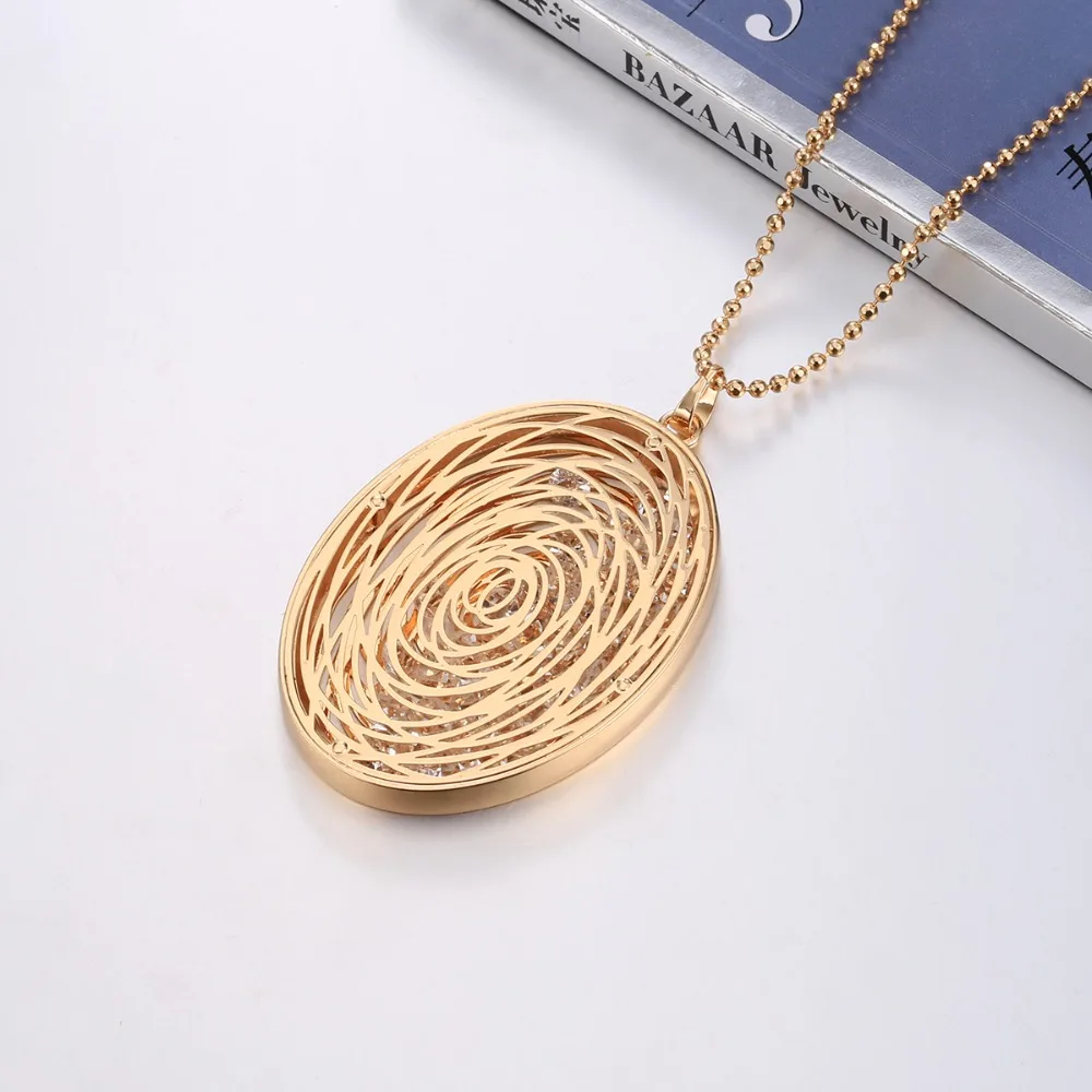 Big Oval Hollow Flower Crystal Pendants Necklaces Women Gold Silver Beads Chain Sweater Long Necklace Elegant Jewelry Party Gift
Big Oval Hollow Flower Crystal Pendants Necklaces Women Gold Silver Beads Chain Sweater Long Necklace Elegant Jewelry Party Gift