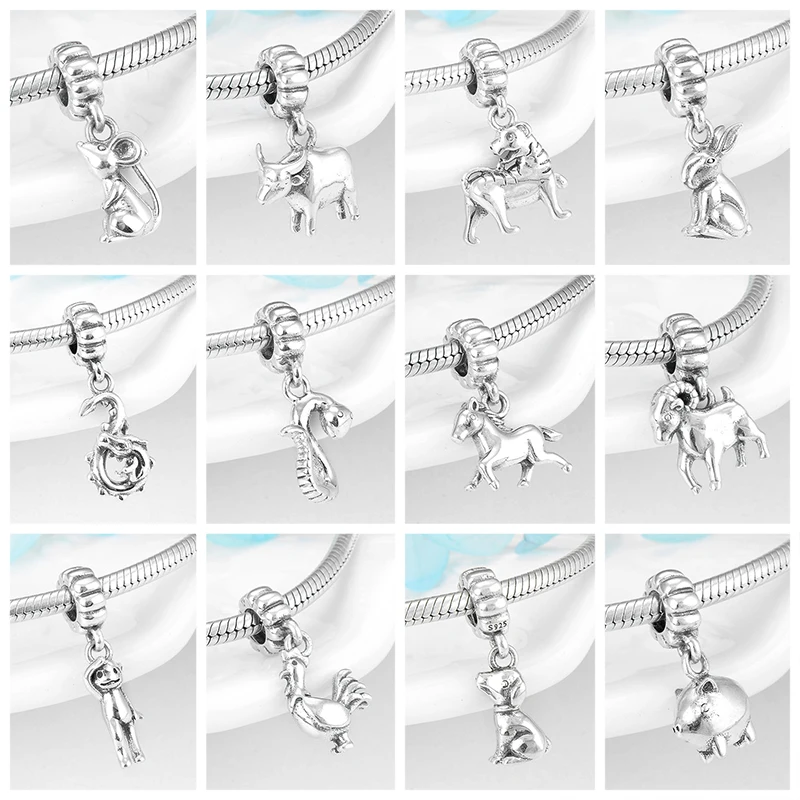 High quality 925 Sterling Silver Pendant Magical 12 Zodiac Charms For Jewelry making Fit Original Pandora Charm Bracelet | Украшения и