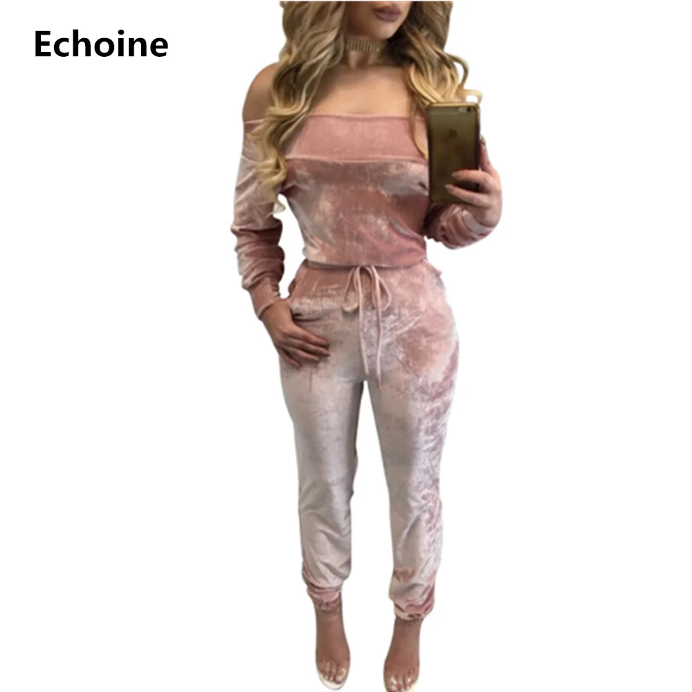 Sexy Off Shoulder Slim Velvet Women Jumpsuits Autumn Long Sleeve Overall Pink Blue Casual Rompers Women Jumpsuits Streetwear
Sexy Off Shoulder Slim Velvet Women Jumpsuits Autumn Long Sleeve Overall Pink Blue Casual Rompers Women Jumpsuits Streetwear