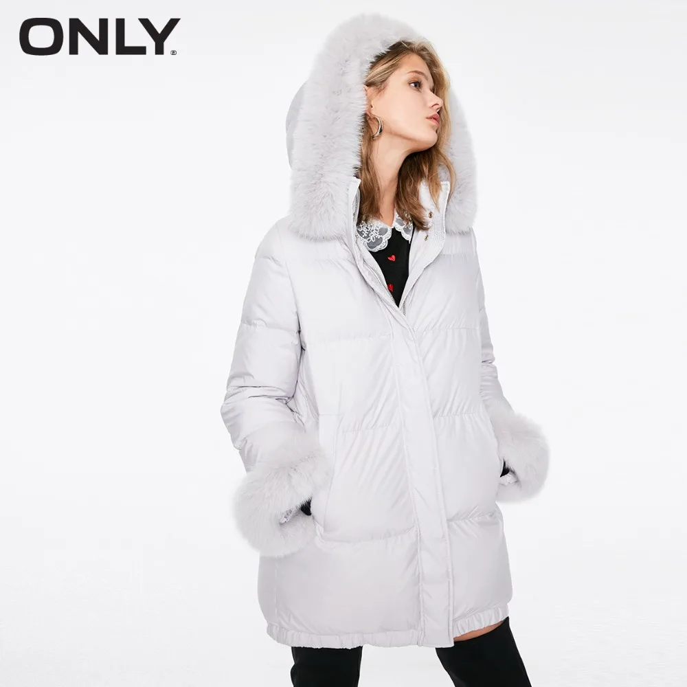 ONLY womens' winter new fox fur collar long down jacket Detachable loop Hem bundling design|118312508
ONLY womens' winter new fox fur collar long down jacket Detachable loop Hem bundling design|118312508