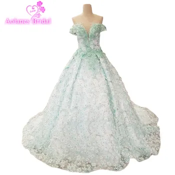 AOLANES 2018 Mint Green Lace Wedding Dresses Sleeveless Sweetheart Court Train Ball Gown Off The Shoulder Bridal Gowns Noiva
AOLANES 2018 Mint Green Lace Wedding Dresses Sleeveless Sweetheart Court Train Ball Gown Off The Shoulder Bridal Gowns Noiva