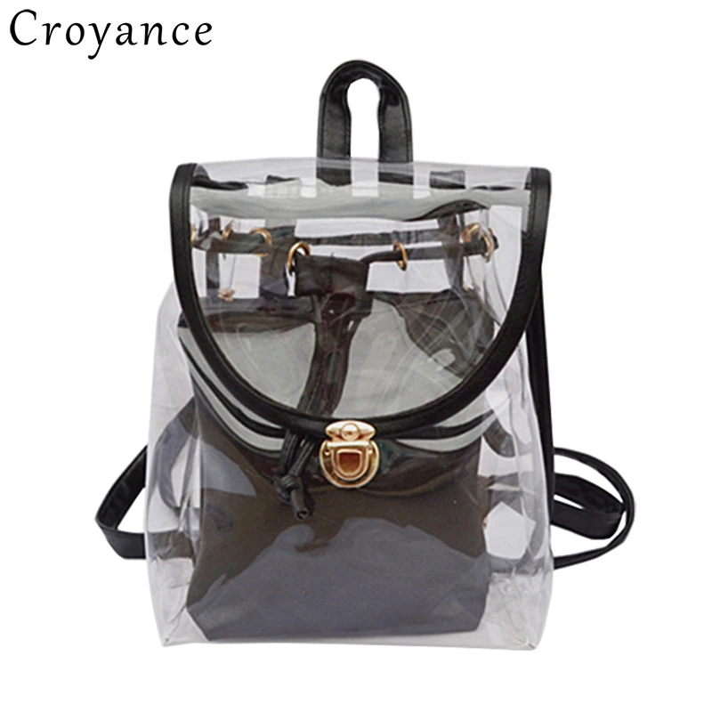 Croyance Women Backpack Transparent PVC Travel Shoulder Bag Fashion Double Small Bagpack Pack Summer Design
Croyance Women Backpack Transparent PVC Travel Shoulder Bag Fashion Double Small Bagpack Pack Summer Design