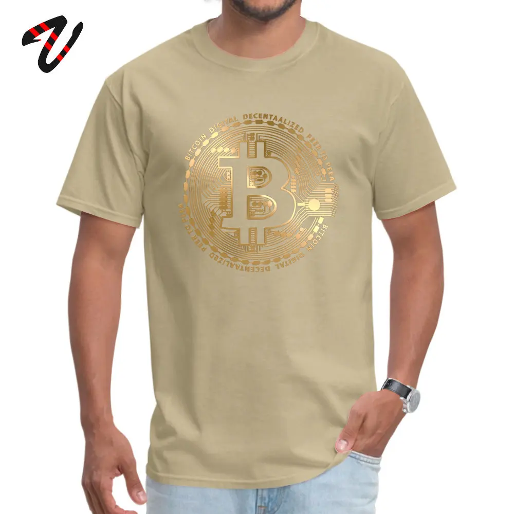 Personalized Top T-shirts Newest O Neck Bitcoin Pure Cotton Men T Shirt Normal Short Sleeve T-Shirt Free Shipping Bitcoin 10877 beige