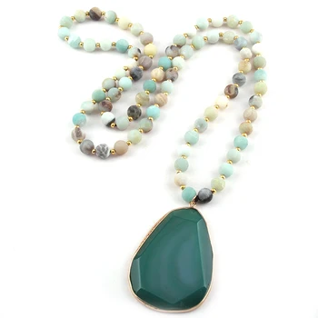Fashion Bohemian Jewelry Amazonite Stones Statement Facet Drop Pendant Necklaces For Ethnic Necklace Wome Yoga Necklace
Fashion Bohemian Jewelry Amazonite Stones Statement Facet Drop Pendant Necklaces For Ethnic Necklace Wome Yoga Necklace