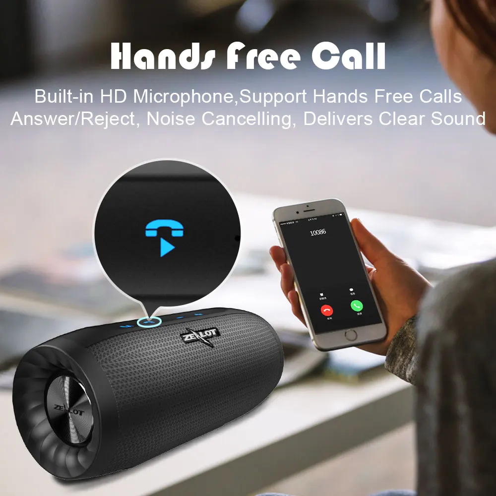 Bluetooth Колонка ZEALOT S16 портативная с поддержкой и микрофоном|Всепогодные АС| |