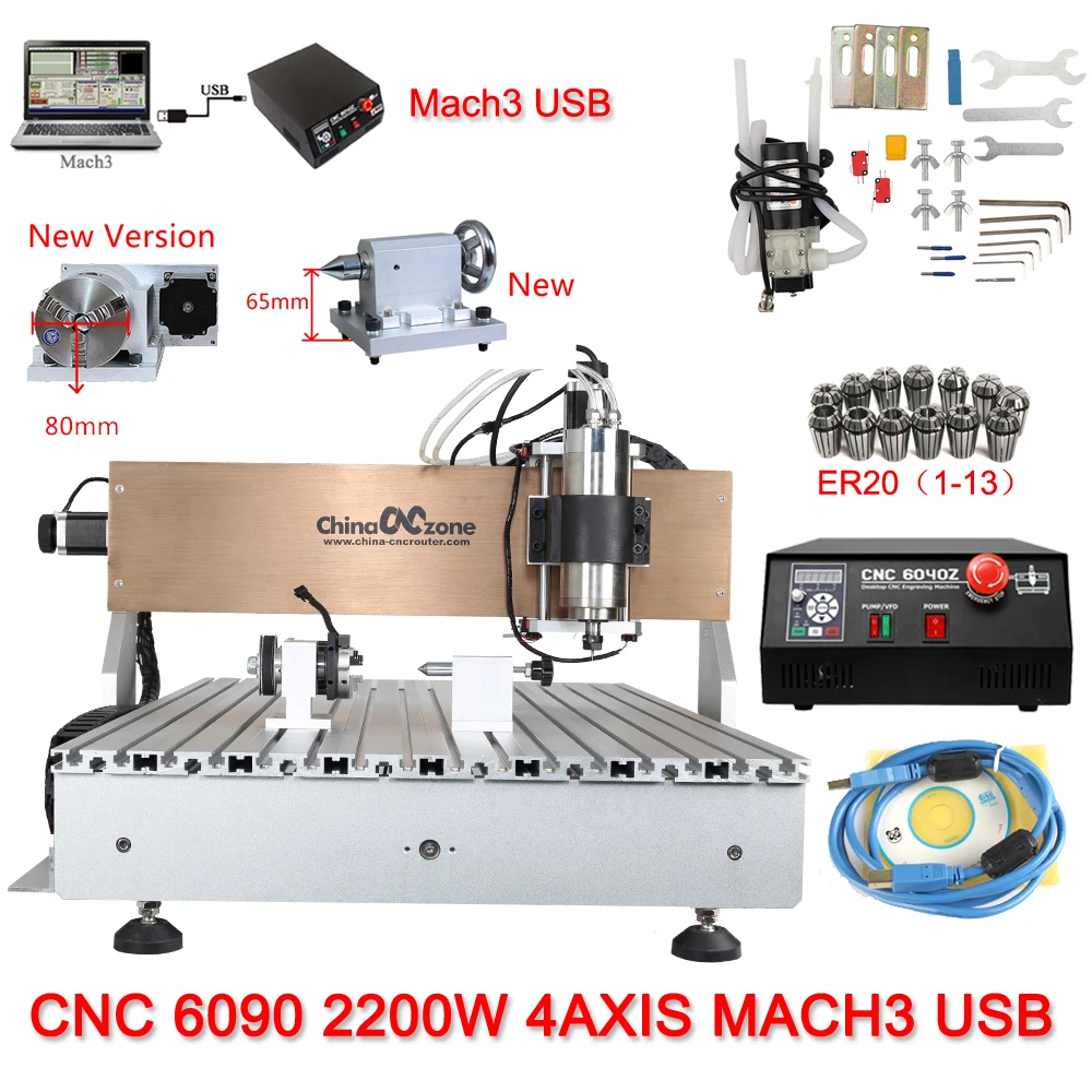 CNC 6090 2.2KW 4axis CNC Router Engraving Drilling Milling Machine Water-Cooled-Spindle PCB Metal Milling Machine Stone Cutter
CNC 6090 2.2KW 4axis CNC Router Engraving Drilling Milling Machine Water-Cooled-Spindle PCB Metal Milling Machine Stone Cutter
