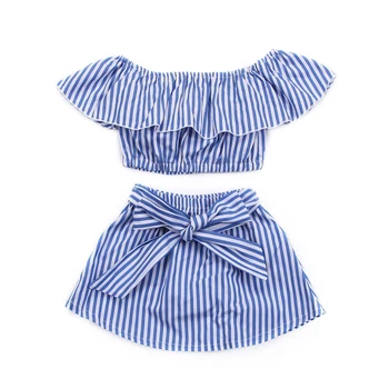 Child Girls Clothing 2Pcs Set Summer Girls Clothes Off Shoulder Stripe T-shirt+Bow Skirt Outfit Kids Girls Children Clothes
Child Girls Clothing 2Pcs Set Summer Girls Clothes Off Shoulder Stripe T-shirt+Bow Skirt Outfit Kids Girls Children Clothes