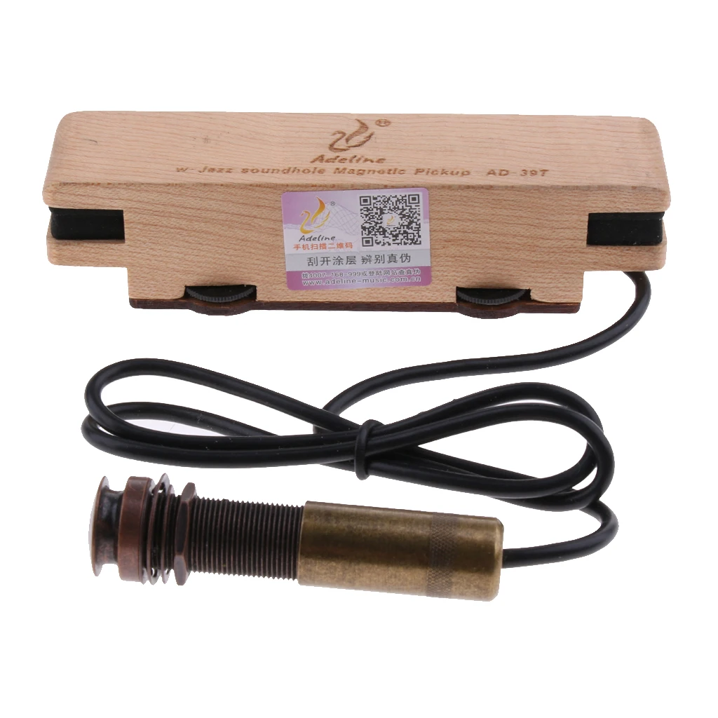 Ukulele Classical Guitar Sound Hole Pickup Preamp 2-Band EQ Equalizer Mahogany Tuner 10.5 x 2.5cm