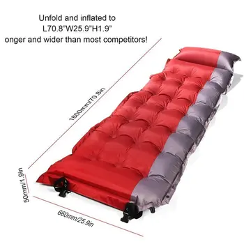 Thicken Self Inflating Sleeping Mat Outdoor Beach Camping Inflatable Mattress Moisture-Proof Pongee Fabric Tent Pad Cushion Warm
Thicken Self Inflating Sleeping Mat Outdoor Beach Camping Inflatable Mattress Moisture-Proof Pongee Fabric Tent Pad Cushion Warm