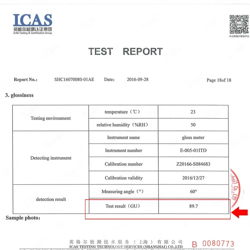 CC01 gloss testing report 