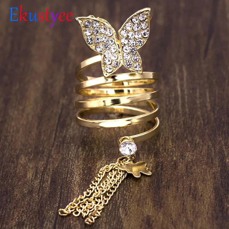 Trendy Long Chain Gold Tassels Big Butterfly Ring Party Hollow Punk Three Finger Rings Fashion Jewelry
Trendy Long Chain Gold Tassels Big Butterfly Ring Party Hollow Punk Three Finger Rings Fashion Jewelry