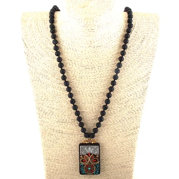 MOODPC Fashion Bohemian Tribal Jewelry Lava Stone Long Knotted Square Wood Pendant Necklaces Women Ethnic Necklace
MOODPC Fashion Bohemian Tribal Jewelry Lava Stone Long Knotted Square Wood Pendant Necklaces Women Ethnic Necklace