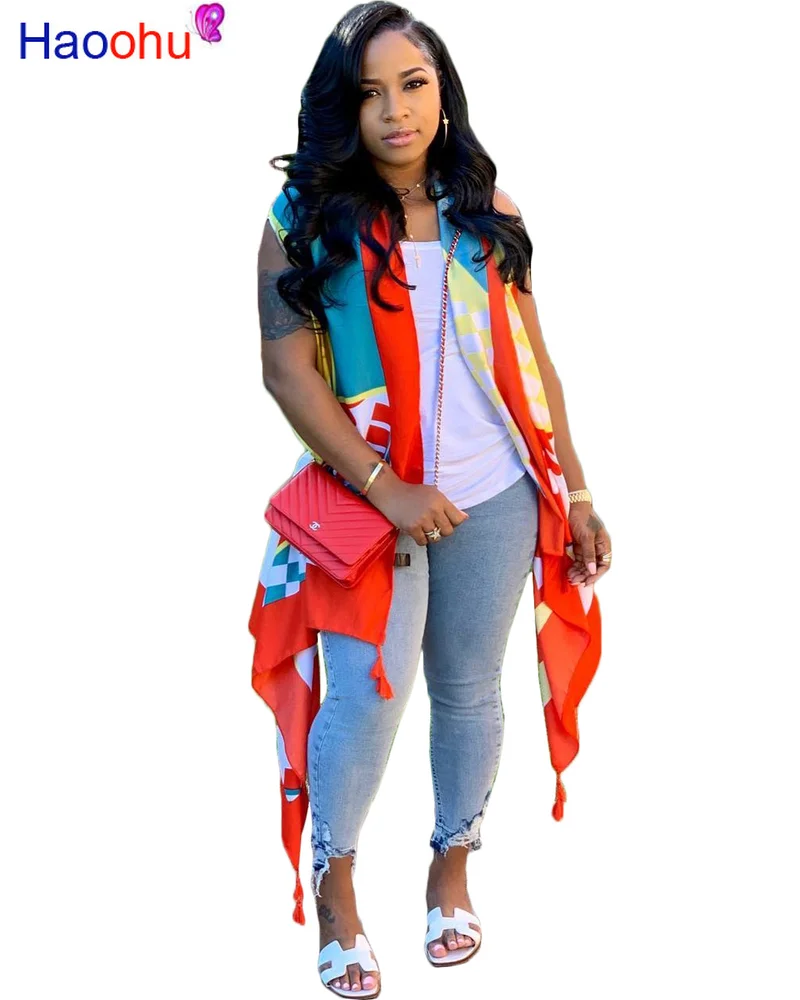 Geometric Pattern Sexy Plus Size Coat Women Summer Sleeveless Loose Irregular Cardigan Casual Female Shawl Beachwear Maxi Jacket
Geometric Pattern Sexy Plus Size Coat Women Summer Sleeveless Loose Irregular Cardigan Casual Female Shawl Beachwear Maxi Jacket