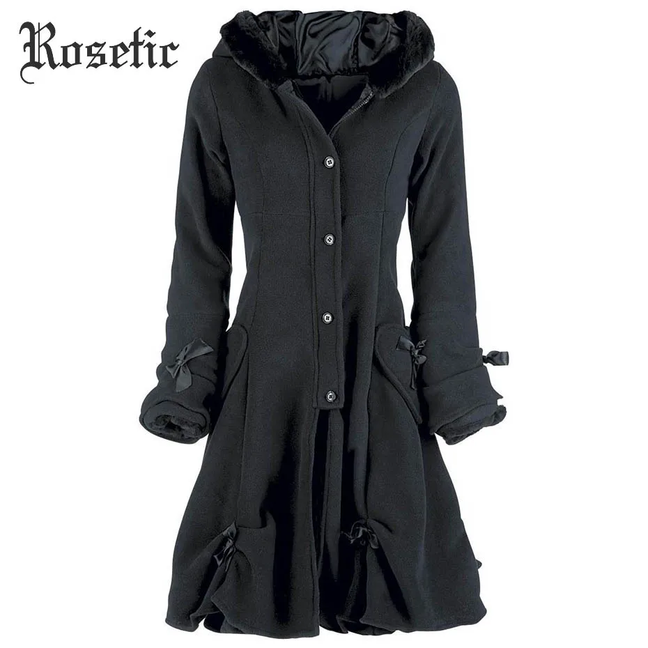 Rosetic Gothic Coat Women Black Winter Long Overcoat Lace-UP Vintage Hoodies Single-breasted Thicker Goth Female Outwear Autumn
Rosetic Gothic Coat Women Black Winter Long Overcoat Lace-UP Vintage Hoodies Single-breasted Thicker Goth Female Outwear Autumn