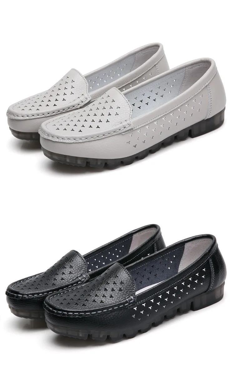 AH 201-1-2019 New Genuine Leather Cut Outs Women Summer Loafers-21