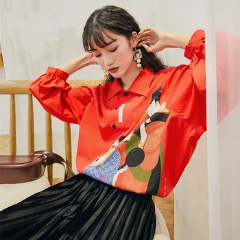 Retro Blouses Women Japanses Geisha Printed Lantern Sleeve Top Shirta 2019 New Design Casual Blouses Female
Retro Blouses Women Japanses Geisha Printed Lantern Sleeve Top Shirta 2019 New Design Casual Blouses Female