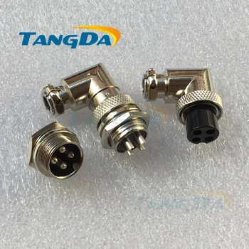 

Tangda 5pcs Aviation Plug Male+Female 90 degree Connector 16mm 4Pin 4P GX16 elbow 16mm M16 4 core right angle A.