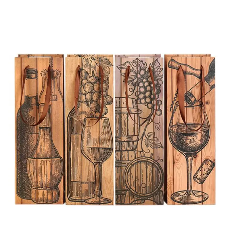 Red Wine Bottle Bag Wood Grain Paper Vintage Gift Bags with Lift Rope Thicken Tote Pouch F20174029
Red Wine Bottle Bag Wood Grain Paper Vintage Gift Bags with Lift Rope Thicken Tote Pouch F20174029