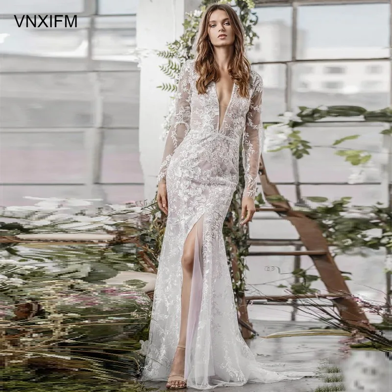 VNXIFM 2019-bridal-long-sleeves-deep-plunging-v-neck-embellishment-slit-skirt-sexy-elegant-fit-and-flare-sheath-wedding-dress
VNXIFM 2019-bridal-long-sleeves-deep-plunging-v-neck-embellishment-slit-skirt-sexy-elegant-fit-and-flare-sheath-wedding-dress