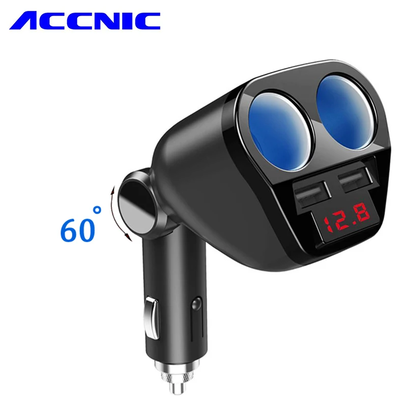 120W 3.4A Dual USB Car Charger Cigarette Lighter Socket Adapter with Voltage Display 2 Sockets 12V/24V Splitter Plug (Black)
120W 3.4A Dual USB Car Charger Cigarette Lighter Socket Adapter with Voltage Display 2 Sockets 12V/24V Splitter Plug (Black)