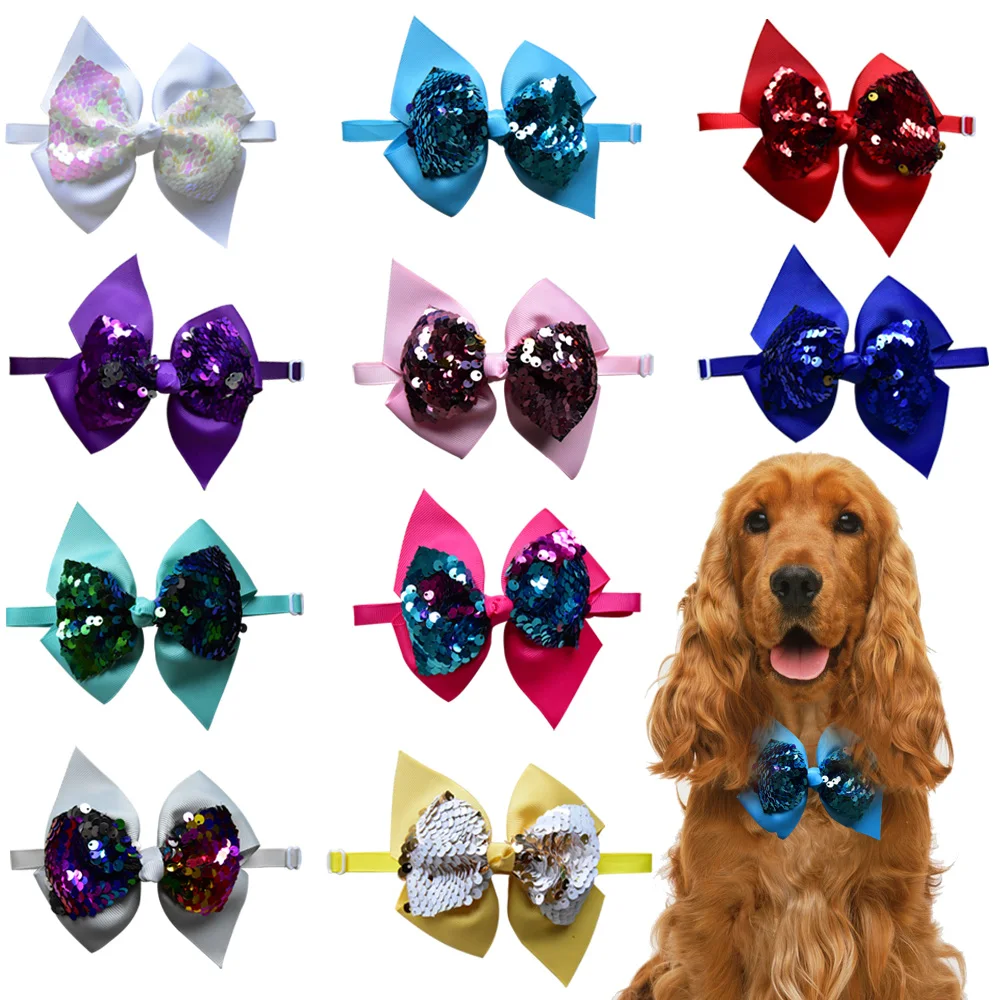 

60/120PCS Shining Pet Dog Cat Bow Ties for Puppy Midium Adjustable Bowknot Dog Bowties Collar Pet Grooming Accessories