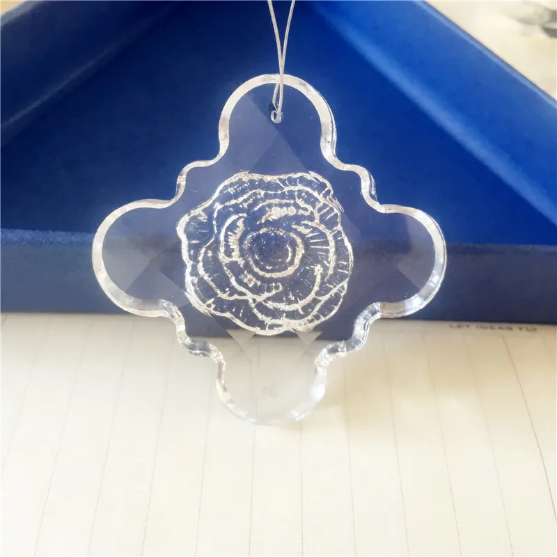 

Beacutiful 10pcs 45mm Chandelier Engrave Rose Hanging Clear Crystal Prism Drop Pendants For Home Wedding Decoration
