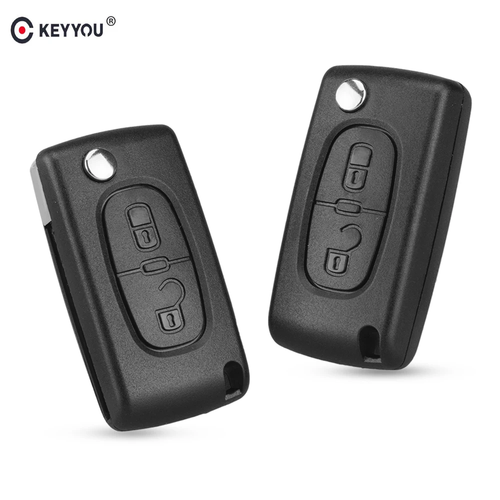 KEYYOU откидной складной чехол для ключа Cae пустой корпус Peugeot 107 207 307 307S 308 407 607 2006 Citroen