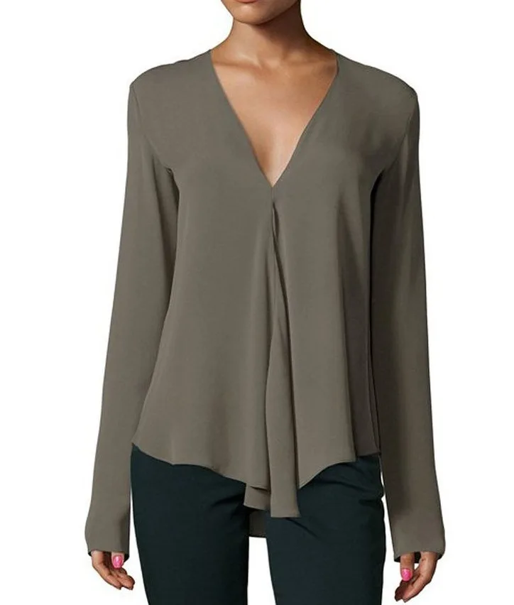 Women's 2019 spring new V-neck solid color long-sleeved loose stitching chiffon shirt size S-6XL
Women's 2019 spring new V-neck solid color long-sleeved loose stitching chiffon shirt size S-6XL