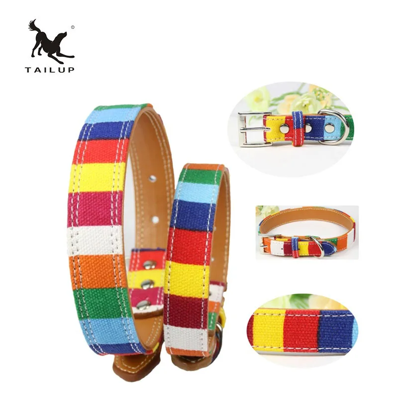 TAILUP Rainbow Leather Pet Collar Adjustable Stripe Collars For Small Cats Puppies and Large Dogs 5Sizes
TAILUP Rainbow Leather Pet Collar Adjustable Stripe Collars For Small Cats Puppies and Large Dogs 5Sizes