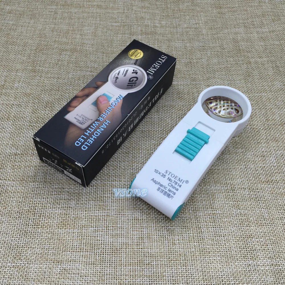 Illuminated Portable reading magnifier reading glass magnifying glass10X magnifier Identification of the magnifier 7814
Illuminated Portable reading magnifier reading glass magnifying glass10X magnifier Identification of the magnifier 7814