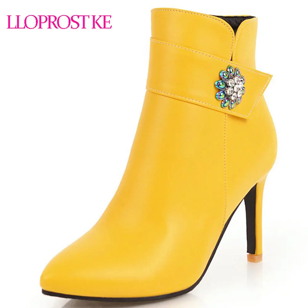 Lloprost ke New arrival Fashion Black Yellow Ankle Women Boots Pointed toe Zip High heel Thin heels shoes woman Size 31-48 D479
Lloprost ke New arrival Fashion Black Yellow Ankle Women Boots Pointed toe Zip High heel Thin heels shoes woman Size 31-48 D479