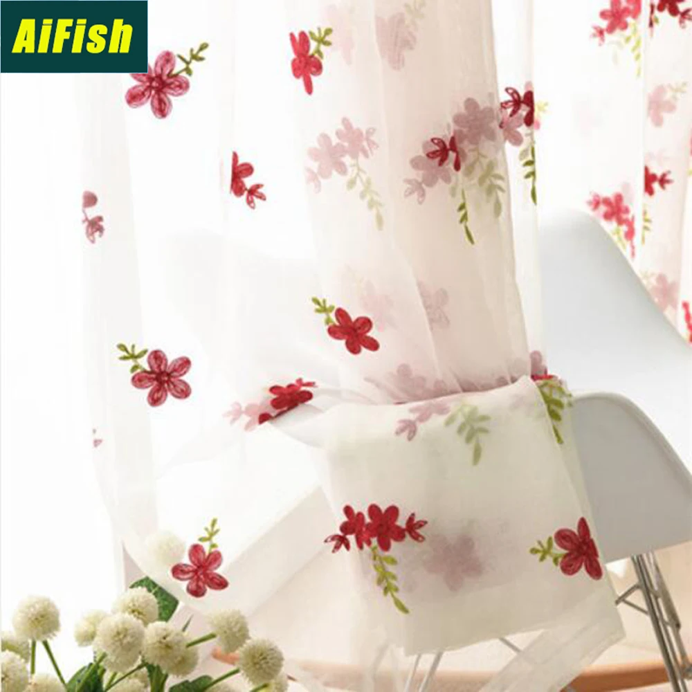 Embroidered Red Flower Sheer Curtains for Bedroom Linen White Fabric Tulle Door Panel Window Draperies for Living Room WP2613
Embroidered Red Flower Sheer Curtains for Bedroom Linen White Fabric Tulle Door Panel Window Draperies for Living Room WP2613