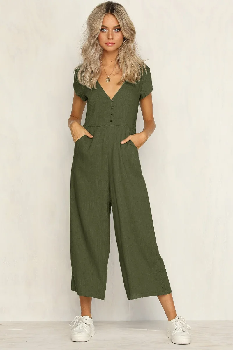 Office Lady Womens Playsuit 4Color Deep V Neck Slim Solid Bodysuit Party Jumpsuit Romper Long Wide Leg Trousers
Office Lady Womens Playsuit 4Color Deep V Neck Slim Solid Bodysuit Party Jumpsuit Romper Long Wide Leg Trousers