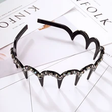 

CHIMERA Crystal Headband Personality Hair Hoop Wave Wide Teeth Hairbands Small Rhinestone Hair Hoop Acrylic Headware Accessories