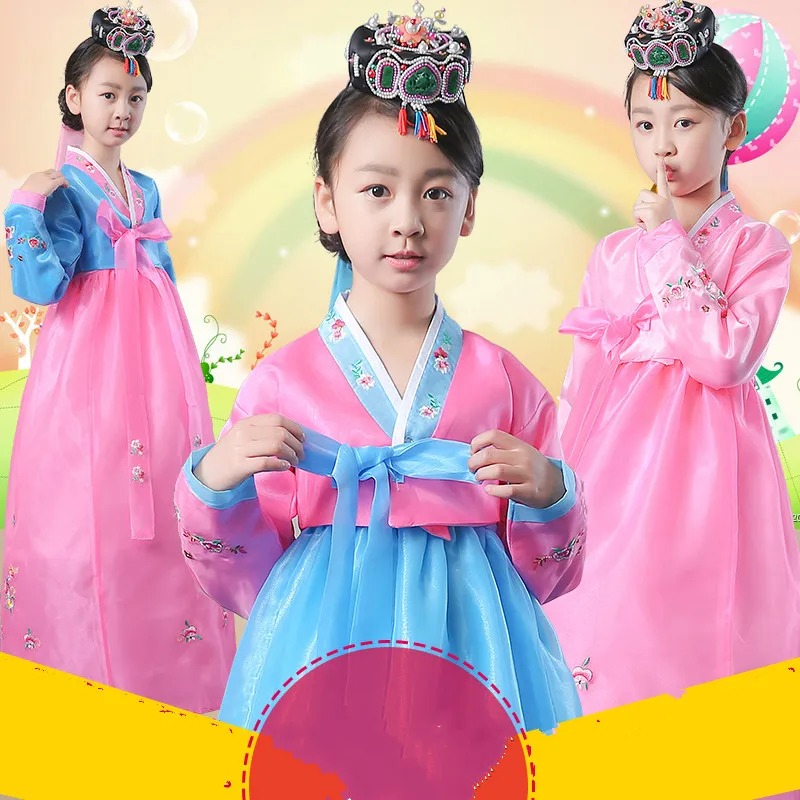 Новый дизайн корейский танцевальный костюм Hanbok для девочек этнических