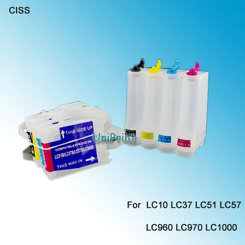 CISSPLAZA CISS совместим с для Brother LC10 LC37 LC51 LC57 LC960 LC970 LC1000 MFC 235C/260C/240CN/440CN/660CN/665CW|ink system|bulk ink
